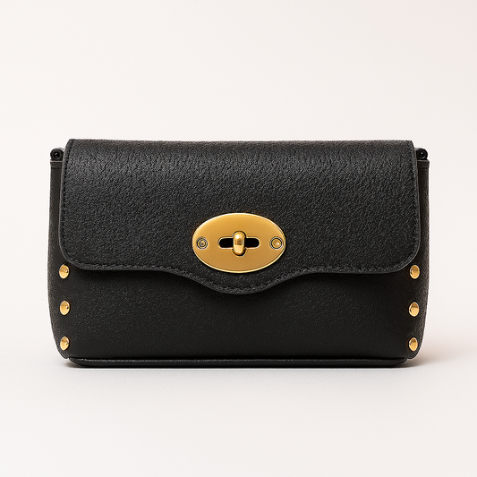 TURÍN Bolso mini de piel con doble cadena NEGRO