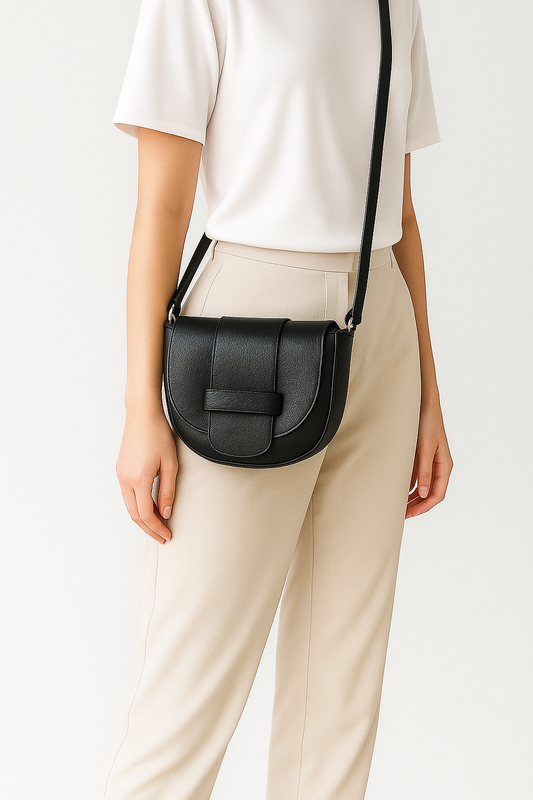 FLORENCIA - Bolso de piel con cremallera NEGRO