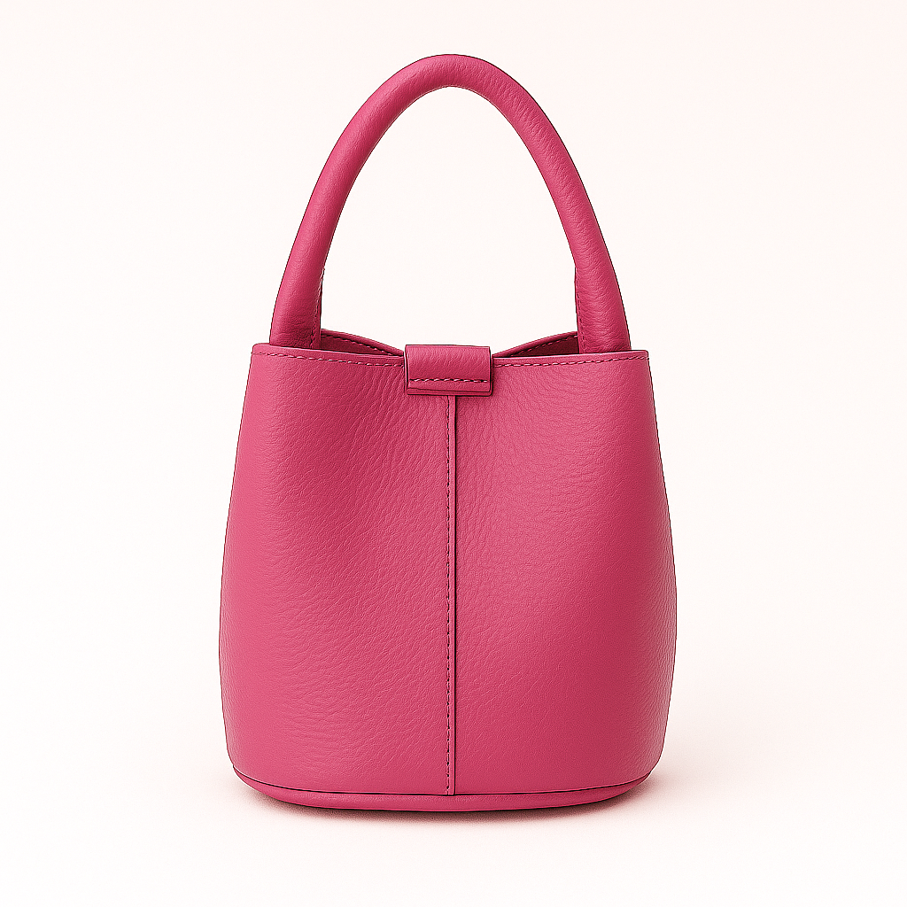 MILÁN Bolso de piel tipo bombonera FUCSIA