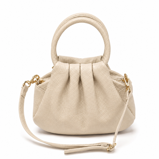 BRISA Bolso de piel con correa beige