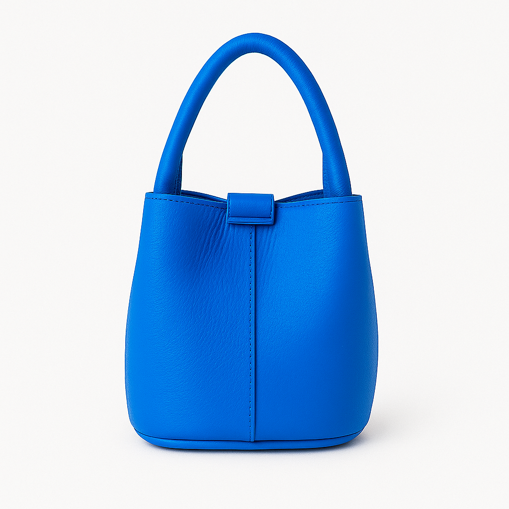 MILÁN Bolso de piel tipo bombonera AZUL ELÉCTRICO