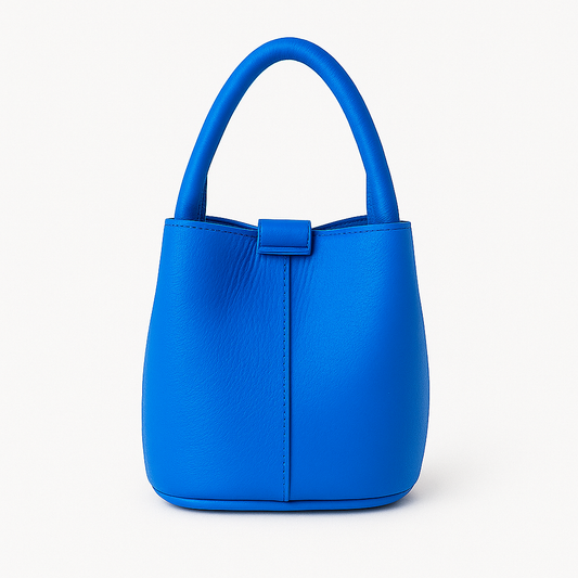 MILÁN Bolso de piel tipo bombonera AZUL ELÉCTRICO