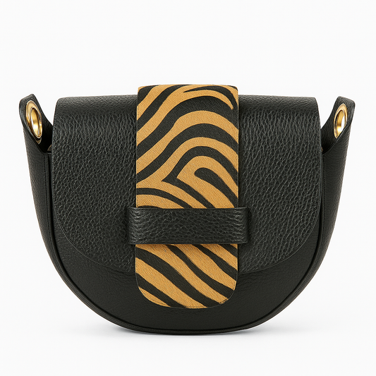 FLORENCIA Bolso de piel combinada con pelo natural cebra