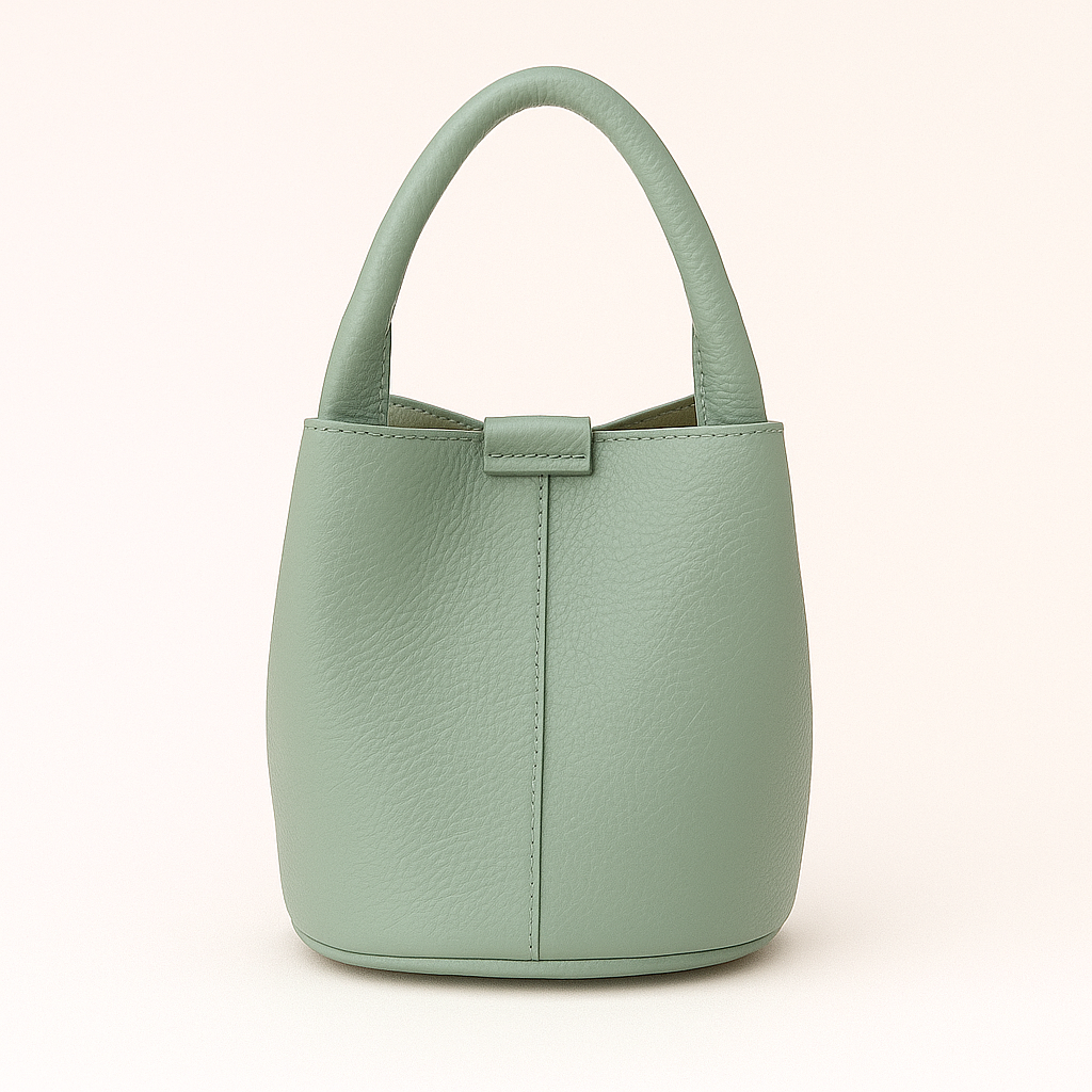 MILÁN Bolso de piel tipo bombonera VERDE AGUA