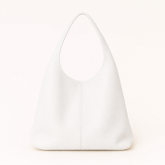 CAPRI Bolso de piel tipo saco con cremallera blanco