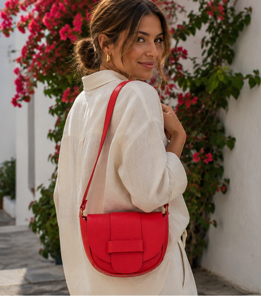 FLORENCIA - Bolso de piel con cremallera rojo