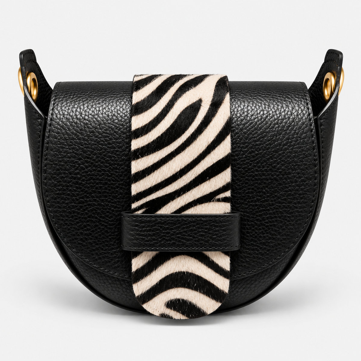 FLORENCIA Bolso de piel combinada con pelo natural cebra