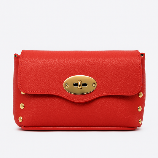 TURÍN Bolso mini de piel con doble cadena ROJO