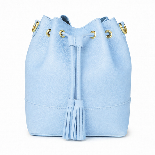 ADRIA Bolso de piel tipo bombonera azul bebe