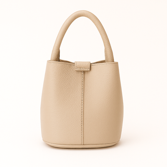 MILÁN Bolso de piel tipo bombonera BEIGE