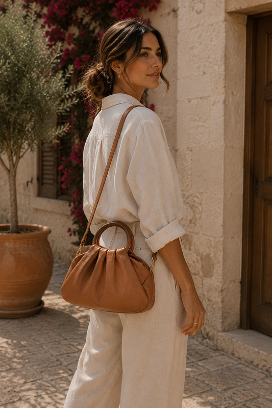 BRISA Bolso de piel con correa cuero