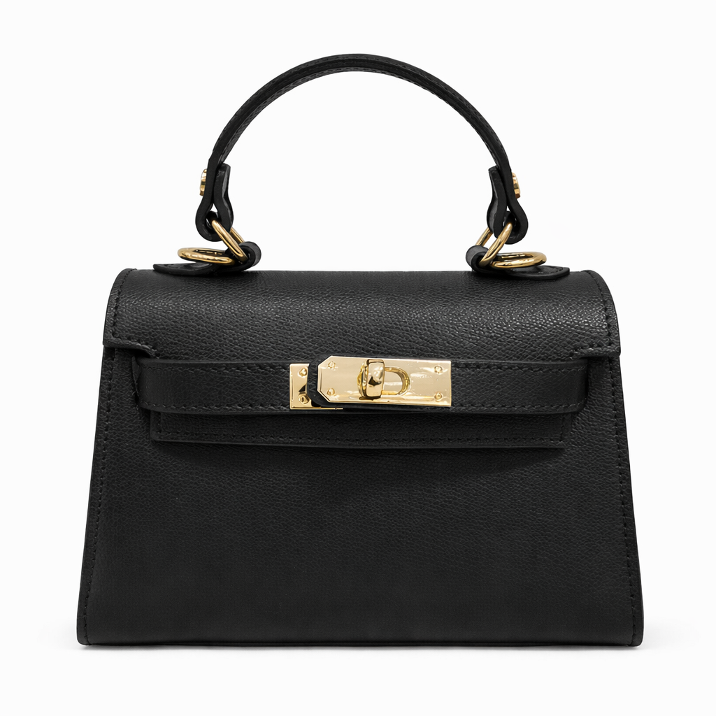 GIULIA Bolso de piel con correa de piel negro