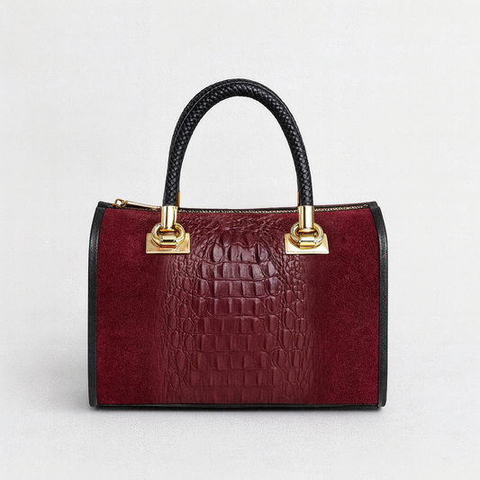 BARI Bolso bowling de piel grabada burdeos