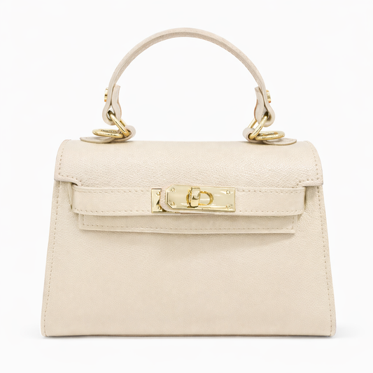 GIULIA Bolso de piel con correa de piel beige