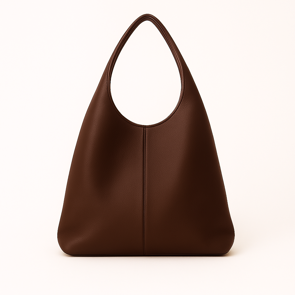 CAPRI Bolso de piel tipo saco con cremallera marrón chocolate