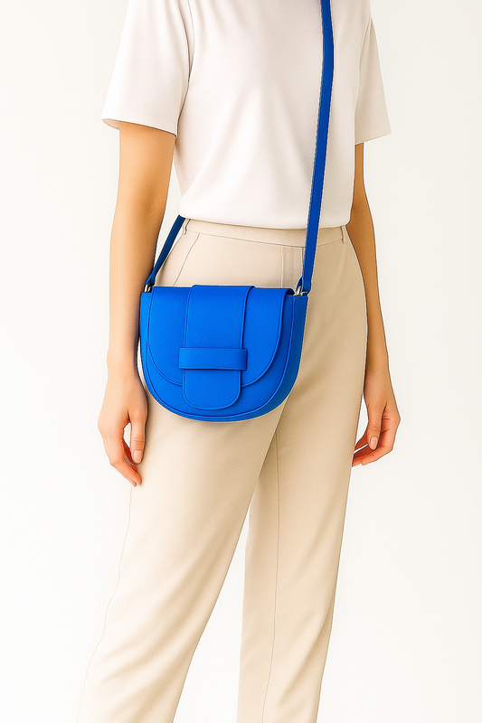 FLORENCIA - Bolso de piel con cremallera AZUL ELÉCTRICO