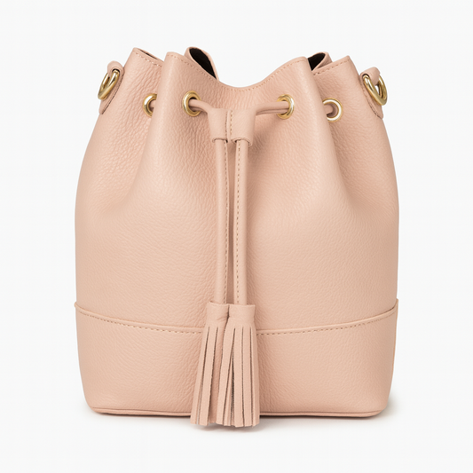 ADRIA Bolso de piel tipo bombonera rosa nude