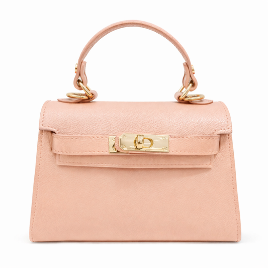 GIULIA Bolso de piel con correa de piel rosa nude