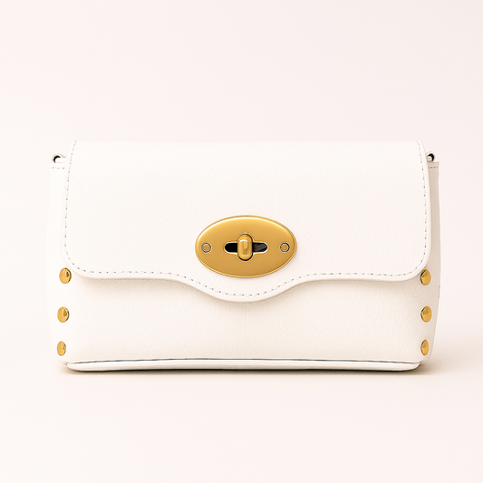TURÍN Bolso mini de piel con doble cadena BLANCO