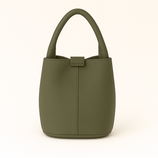 MILÁN Bolso de piel tipo bombonera verde militar
