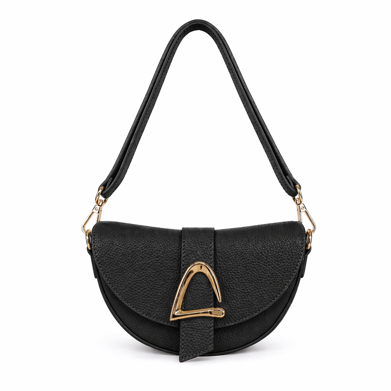 LUNA Bolso de piel con cierre imán negro
