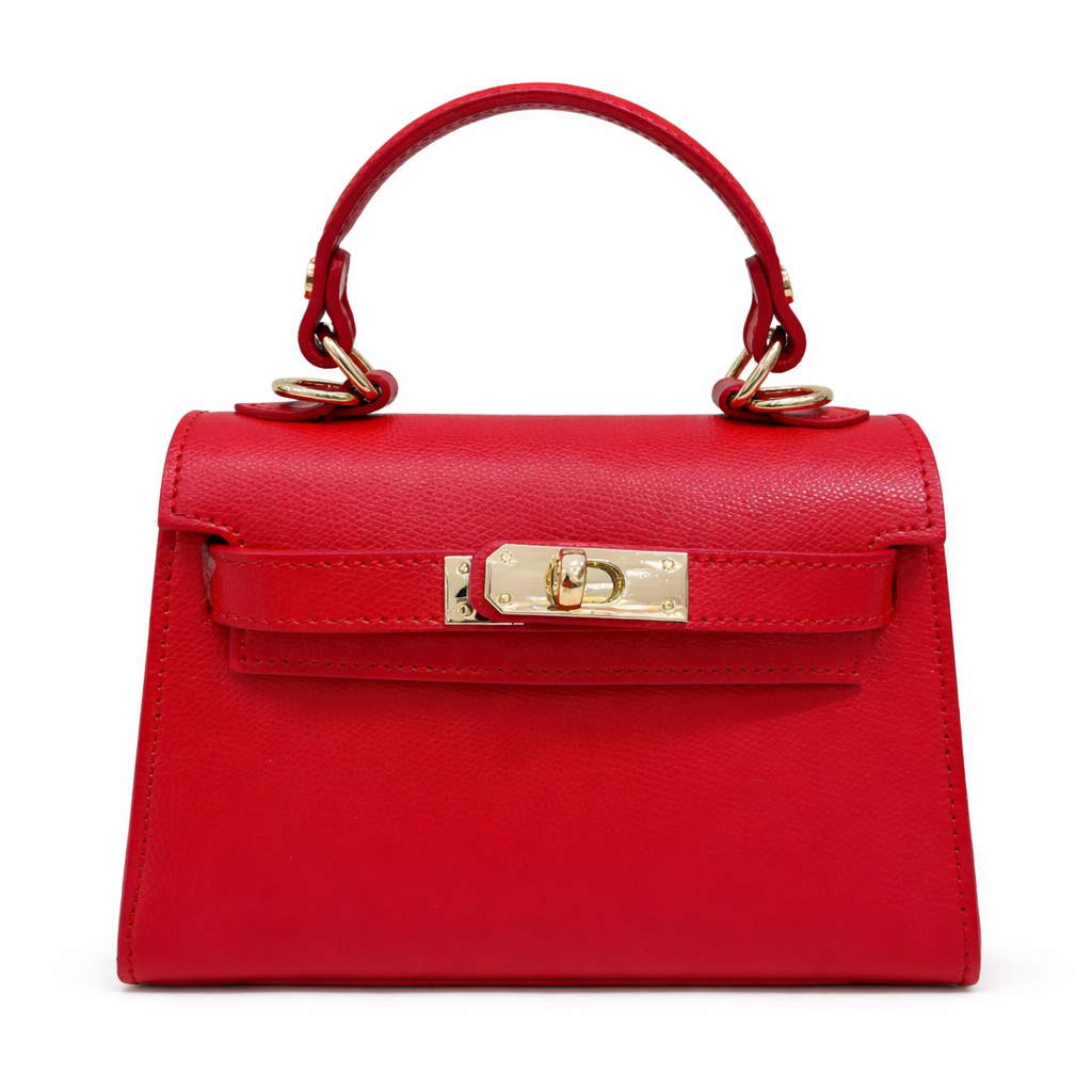 GIULIA Bolso de piel con correa de piel rojo