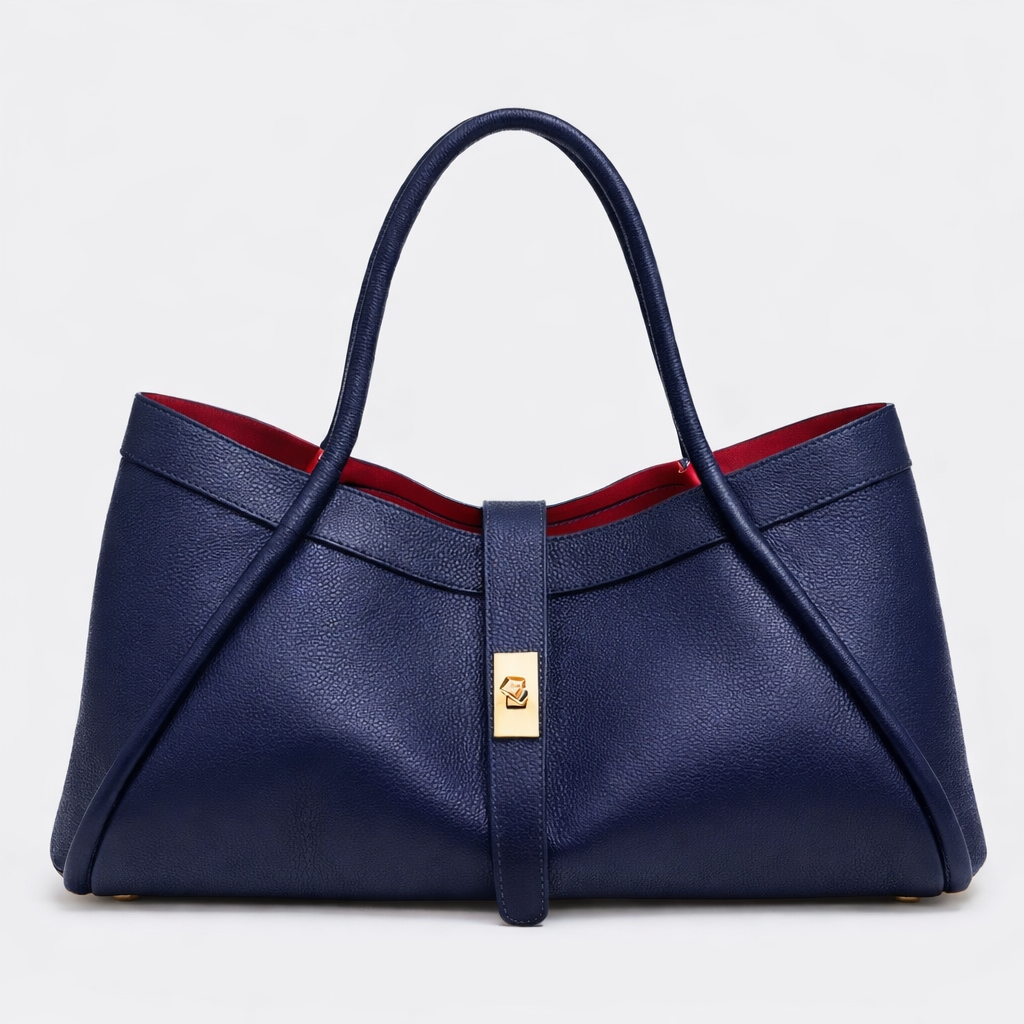 ALBA Bolso grande de piel con correa de hombro marino
