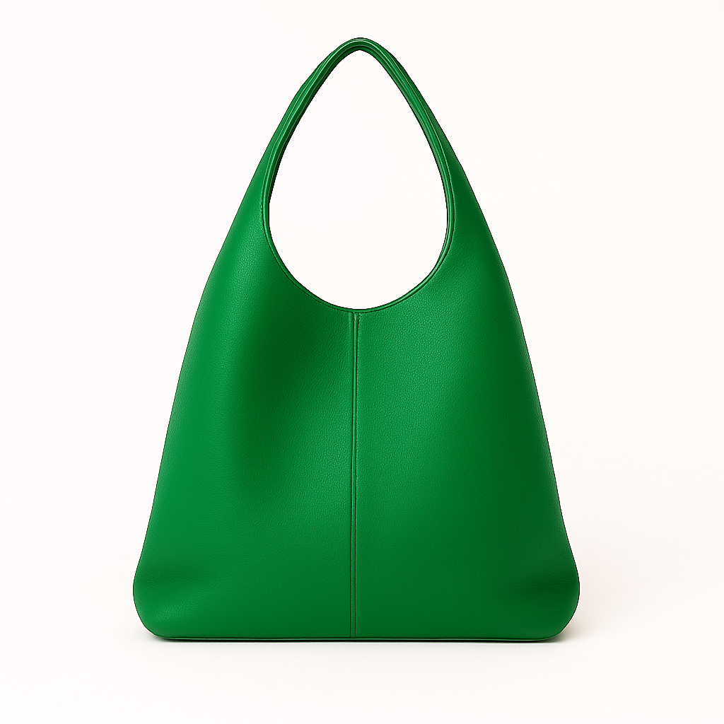 CAPRI Bolso de piel tipo saco con cremallera VERDE
