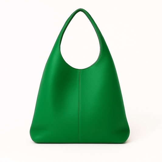 CAPRI Bolso de piel tipo saco con cremallera VERDE