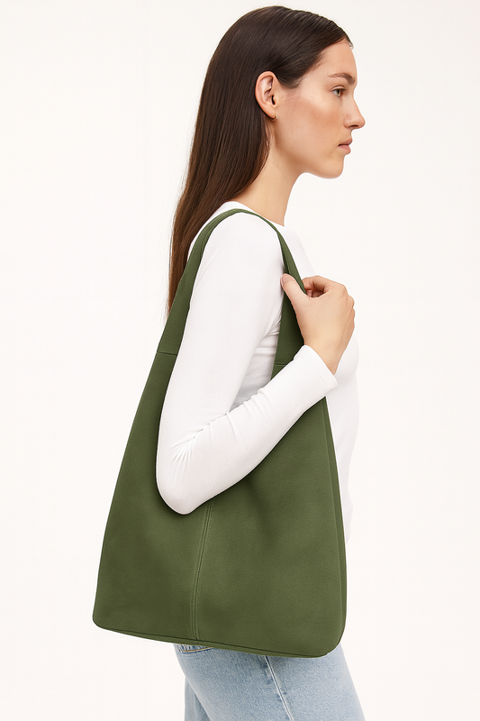VENNETO Bolso saco de piel verde militar
