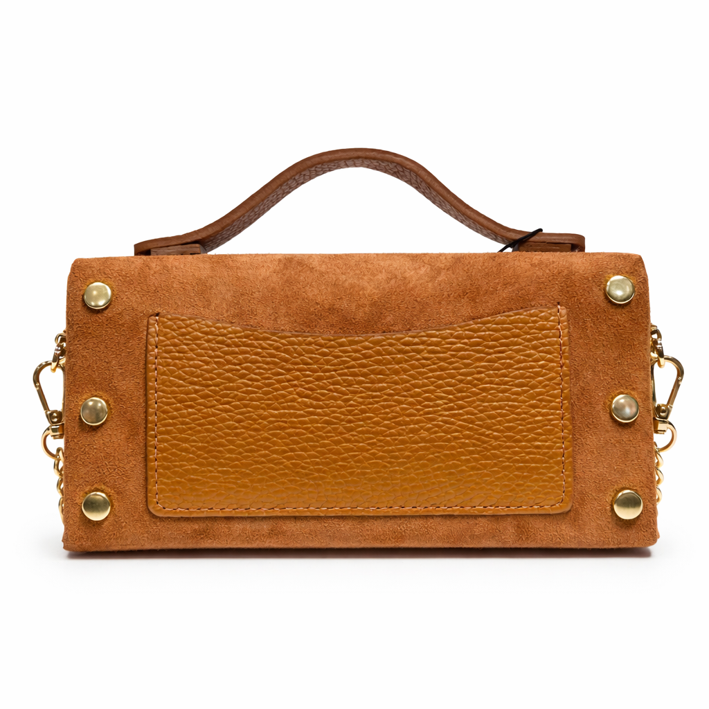 PALERMO Bolso mano con cadena metálica en piel cuero