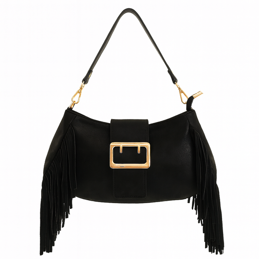 LAZIO Bolso combinado de piel con hebilla negro