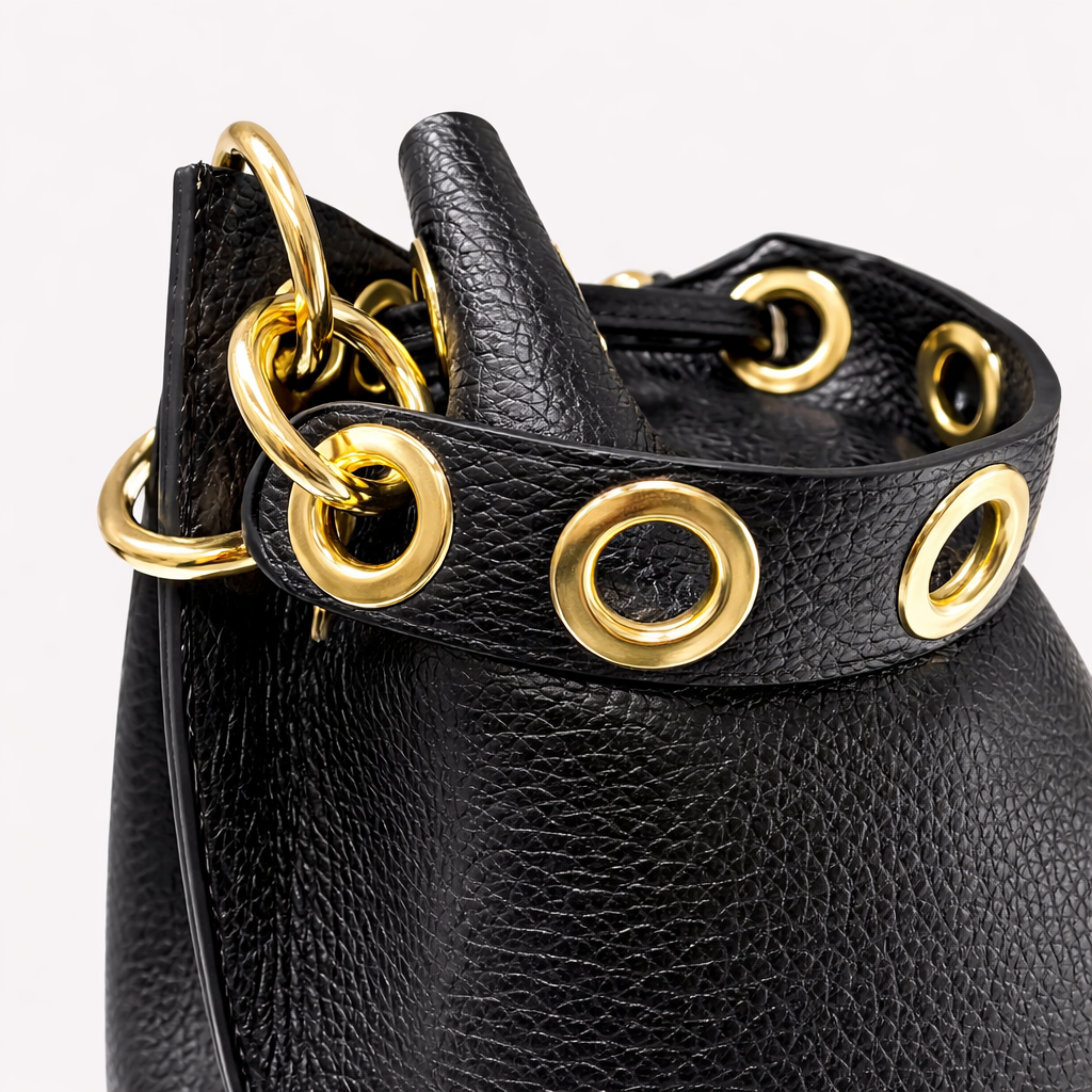 VITA Bolso bombonera piel granulada negro