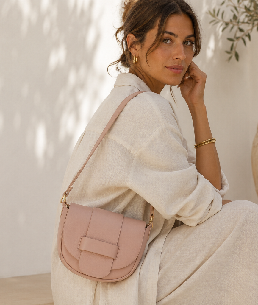 FLORENCIA - Bolso de piel con cremallera nude