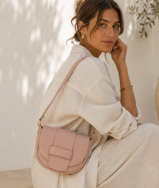 FLORENCIA - Bolso de piel con cremallera nude