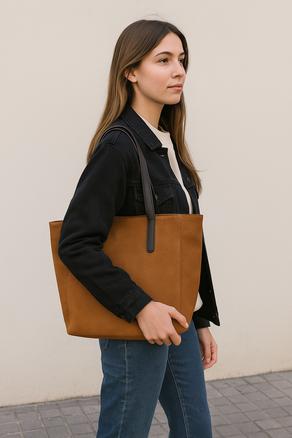 ROMA Bolso de piel con cremallera cuero