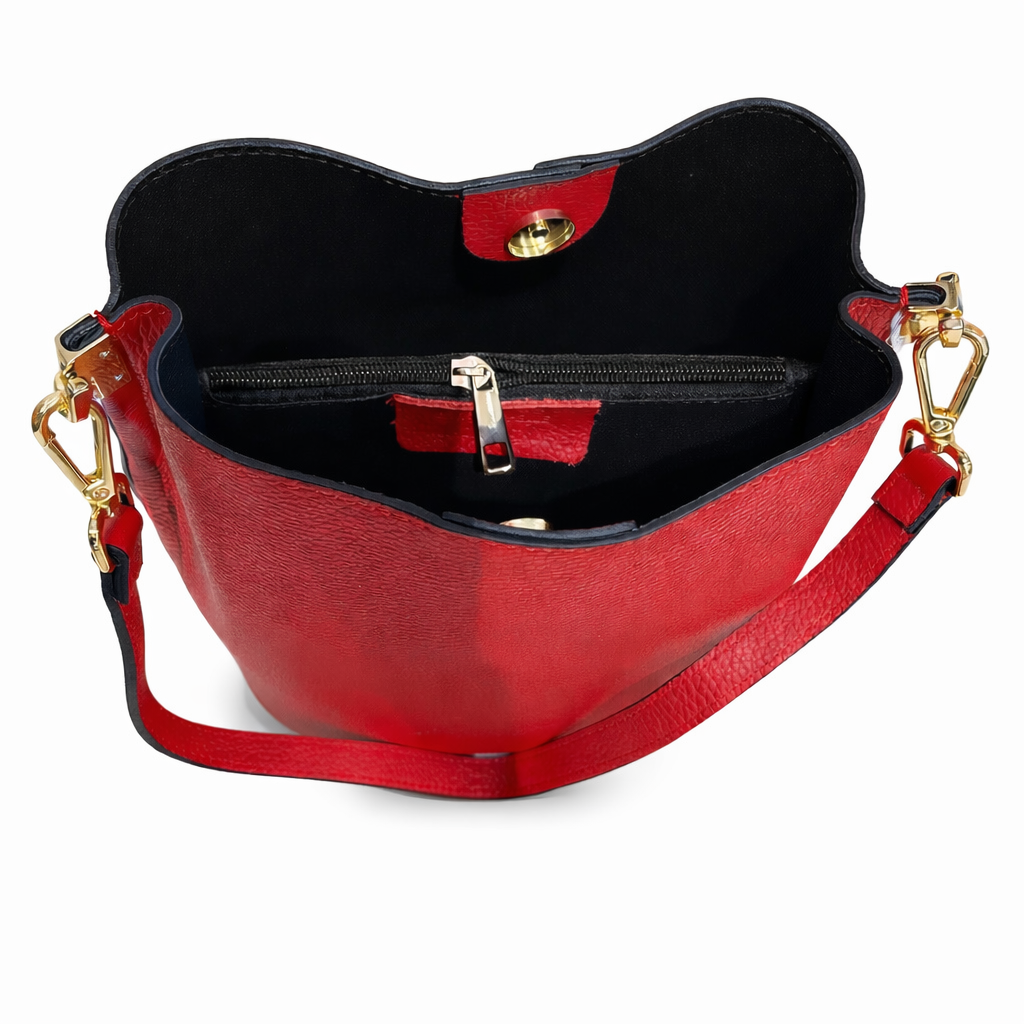 NERA Bolso tipo saco de piel con bolso interior negro