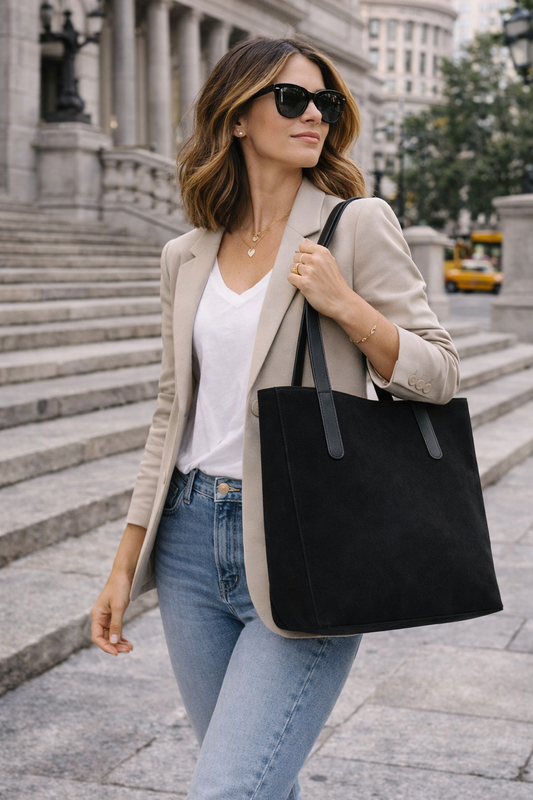 ROMA Bolso de piel con cremallera negro