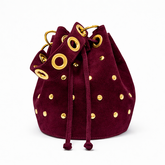 LIETTA Bolso de piel con tachas granate