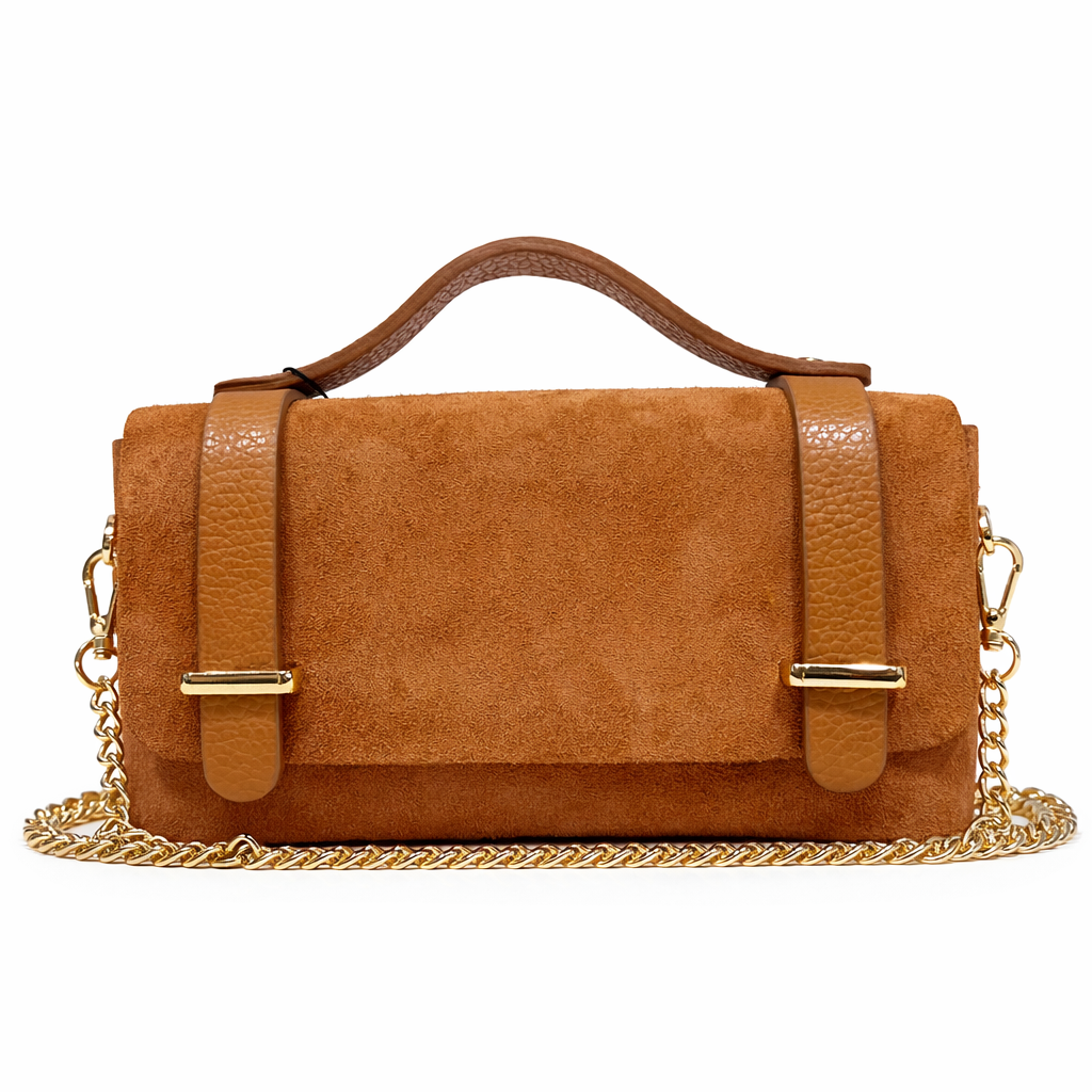 PALERMO Bolso mano con cadena metálica en piel cuero