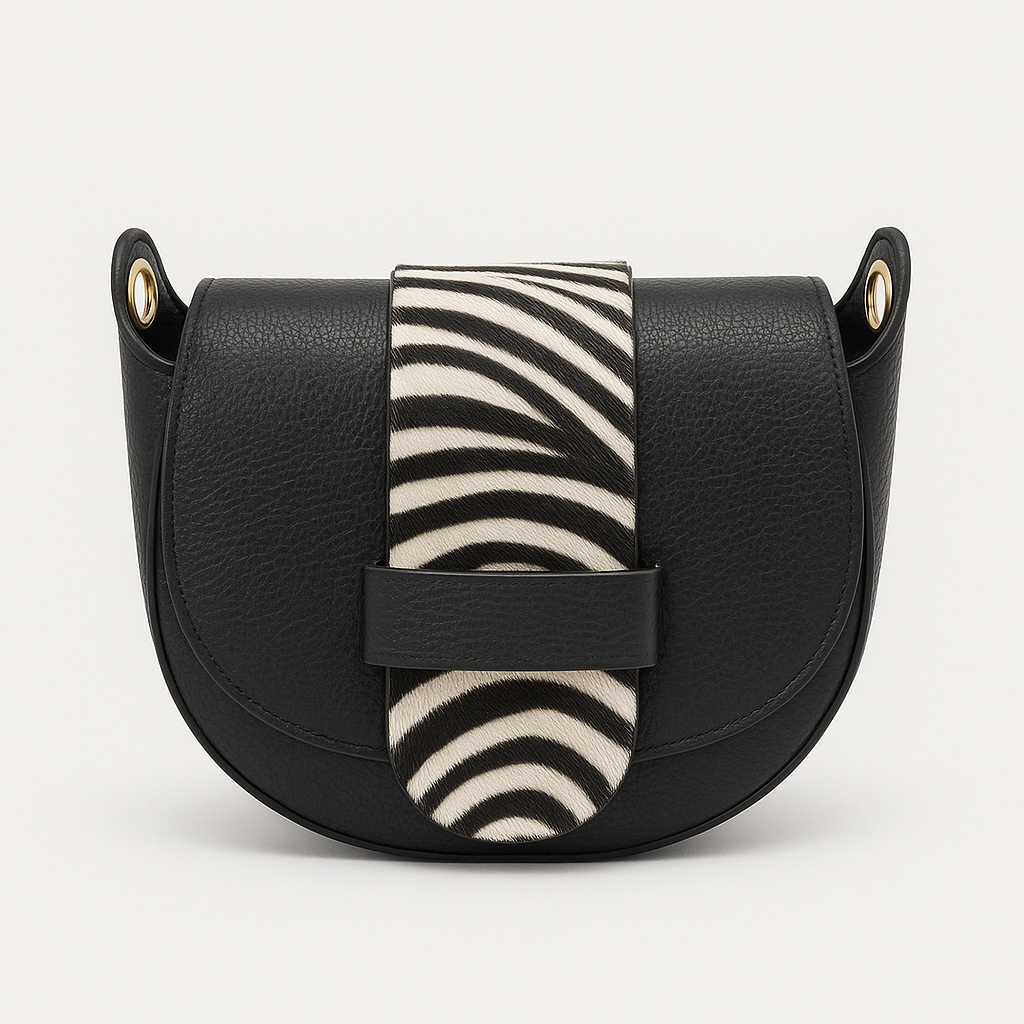 FLORENCIA Bolso de piel combinada con pelo natural cebra