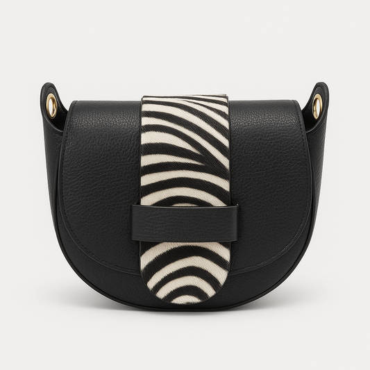 FLORENCIA Bolso de piel combinada con pelo natural cebra