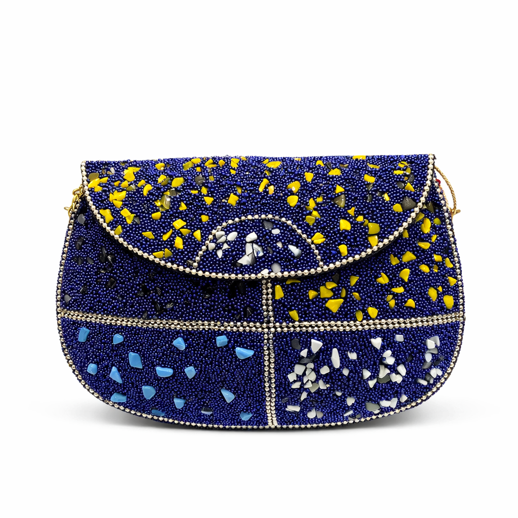 PIETRA Bolso de fiesta con mosaico de piedras azul