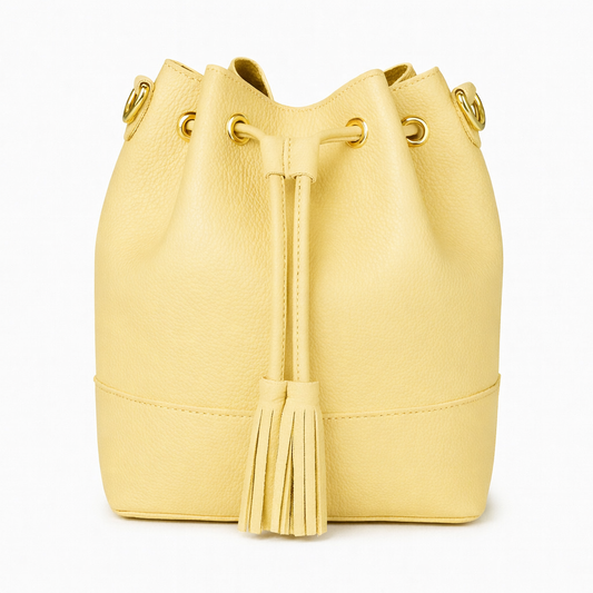 ADRIA Bolso de piel tipo bombonera amarillo suave