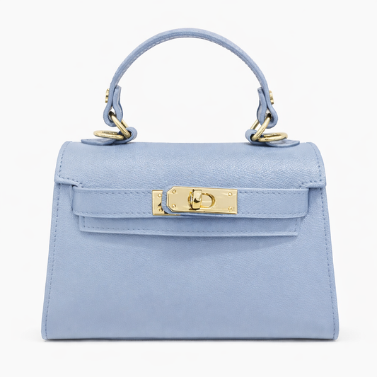 GIULIA Bolso de piel con correa de pielazul acero
