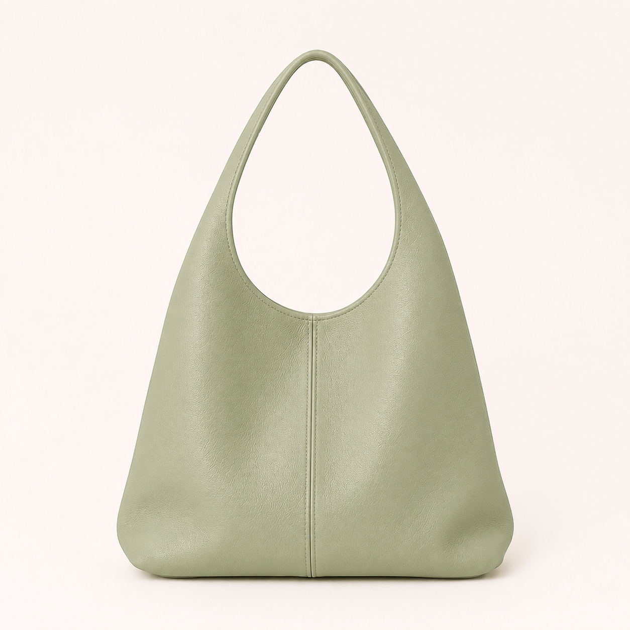 CAPRI Bolso de piel tipo saco con cremallera verde salvia