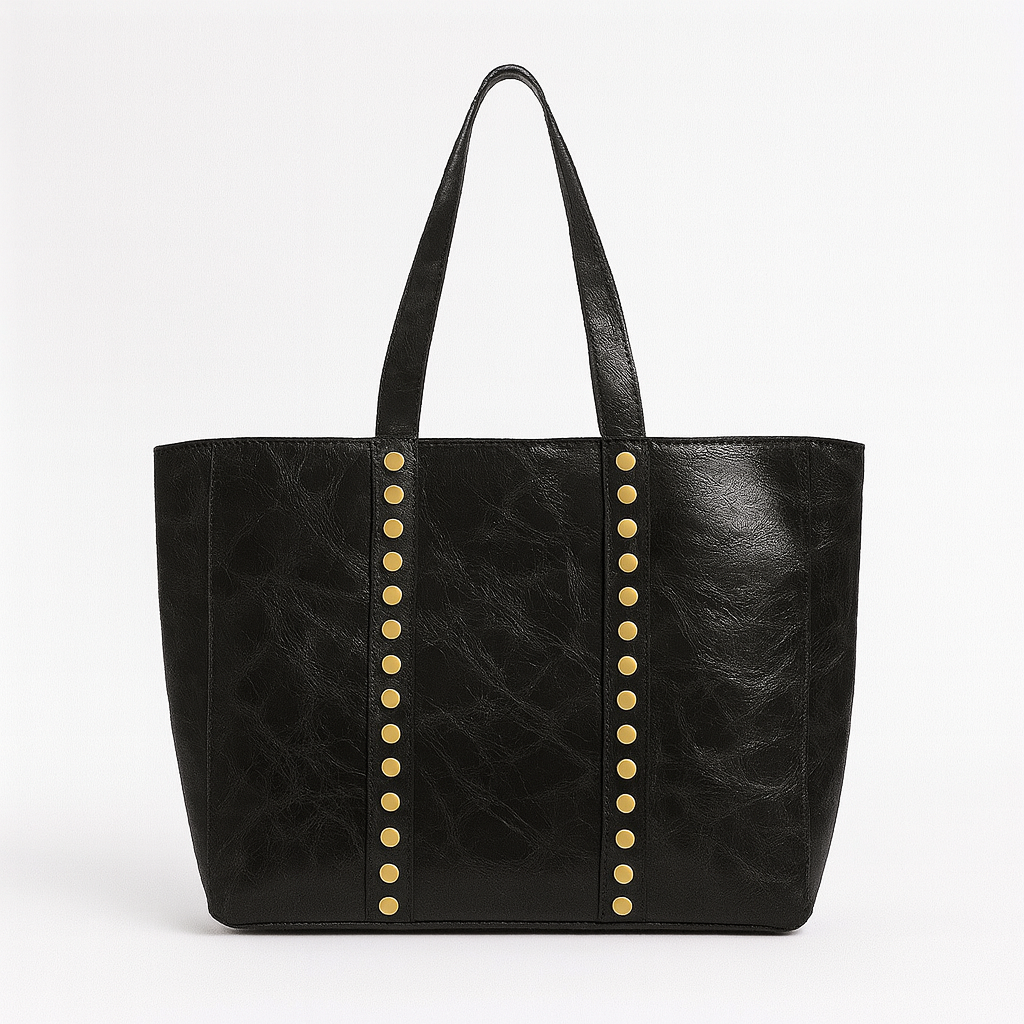 BRESCIA Bolso shopping de piel envejecida con tachas negro
