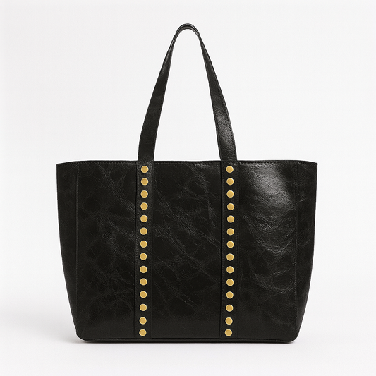 BRESCIA Bolso shopping de piel envejecida con tachas negro