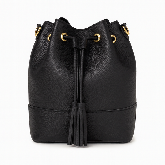 ADRIA Bolso de piel tipo bombonera negro