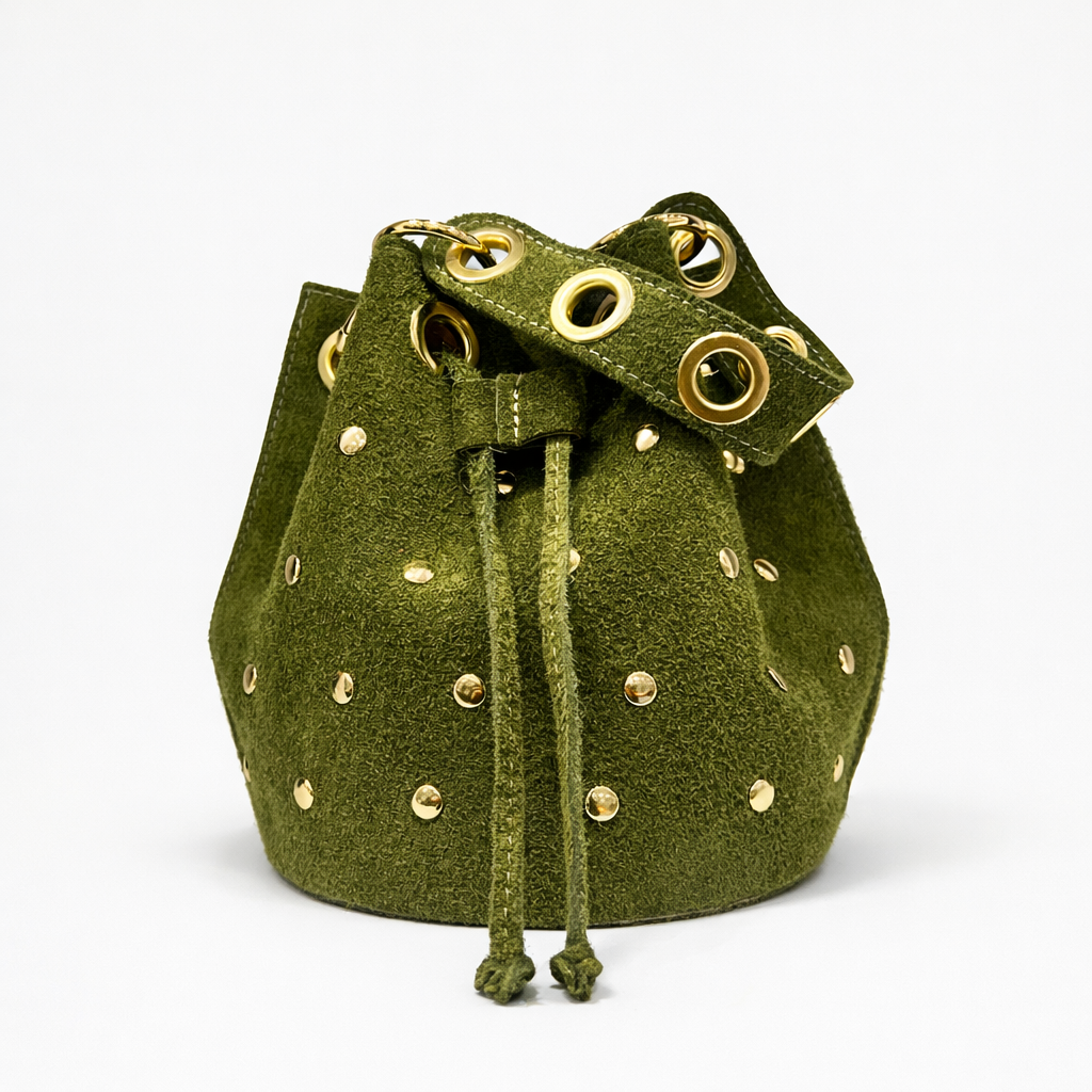 LIETTA Bolso de piel con tachas kaki